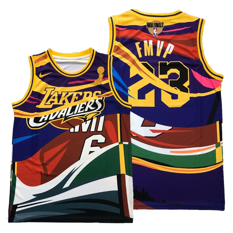 Men's Los Angeles Lakers LeBron James #23 NBA 4X FMVP Lakers X Cavaliers X Heat Colorful Basketball Jersey LBE6783FP